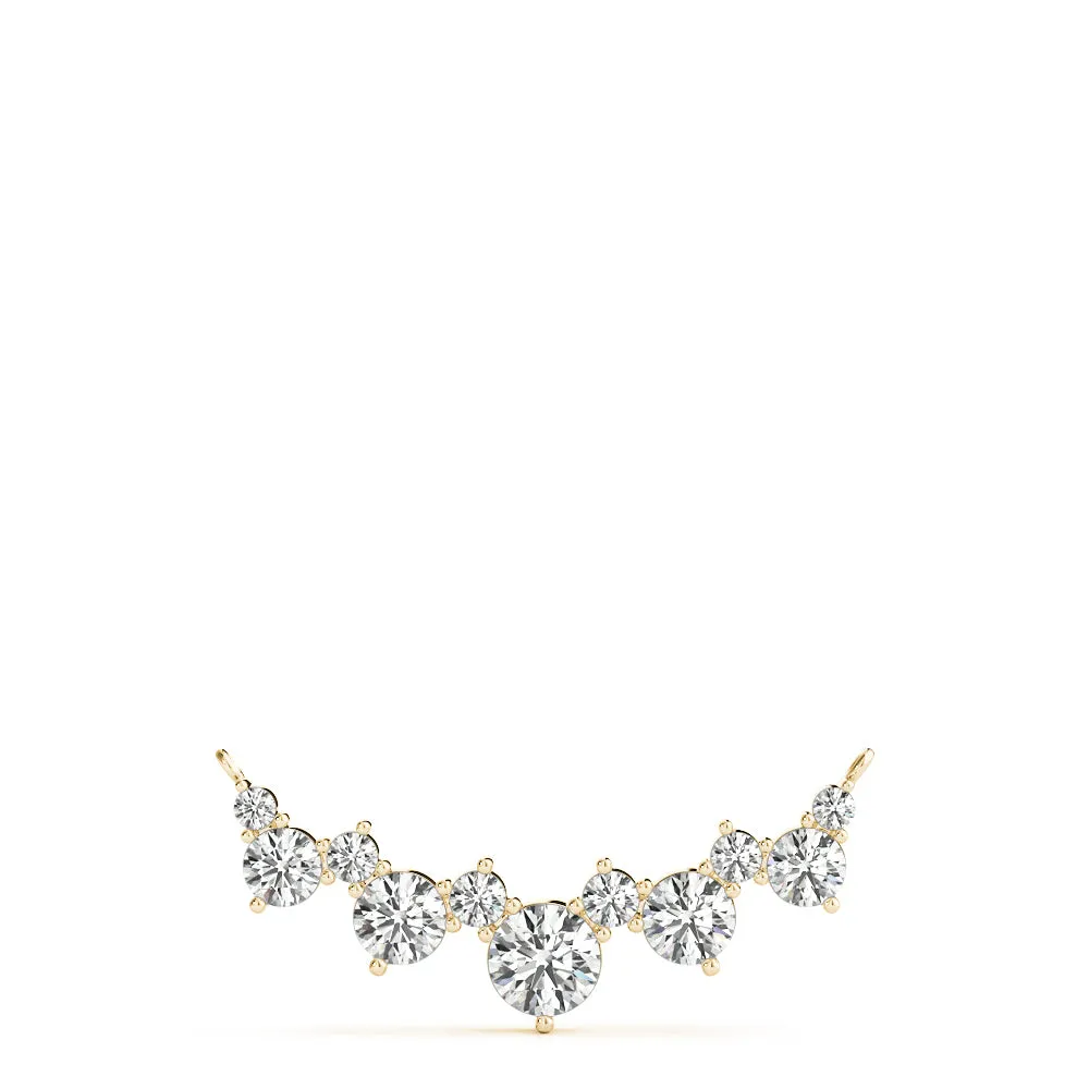 Round Diamond Graduated V-Prong Necklace Yellow gold