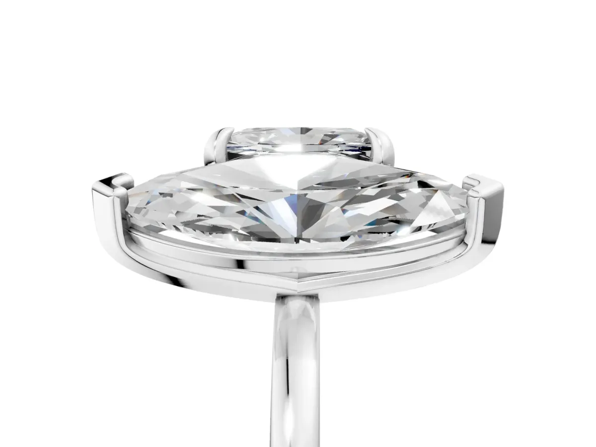 Marquise and Princess Toi Moi Ring with Prong Setting and Plain Band Platinum