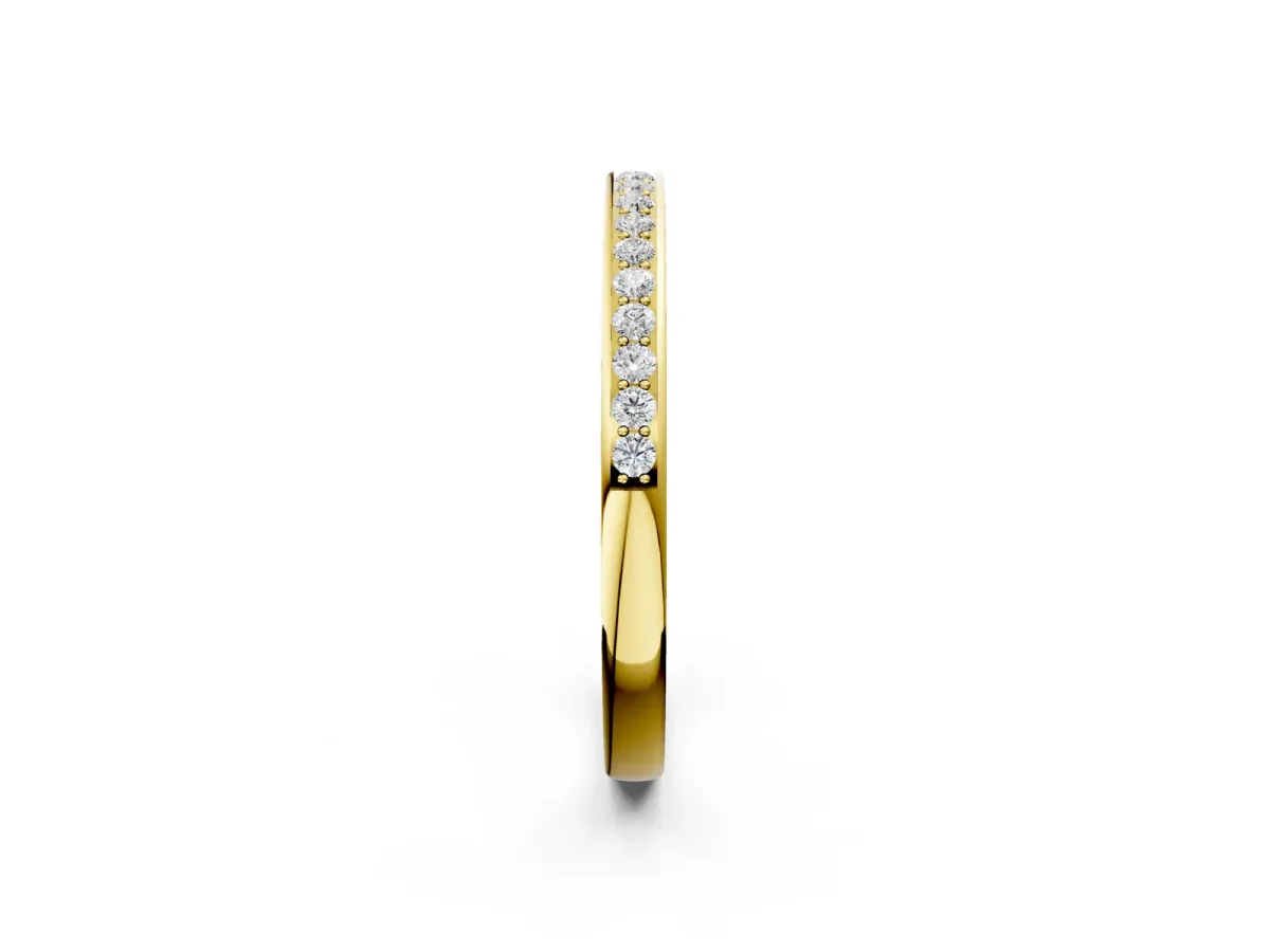 Round Diamond Pavé Set Half-Eternity Band Yellow gold