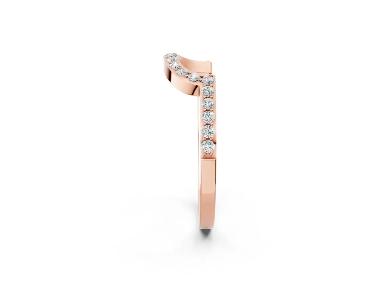 U-Shaped Pavé Round Diamond Contour Band Rose gold