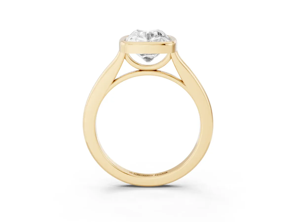 Old Mine Elongated Cushion Diamond Bezel Set Ring Yellow gold