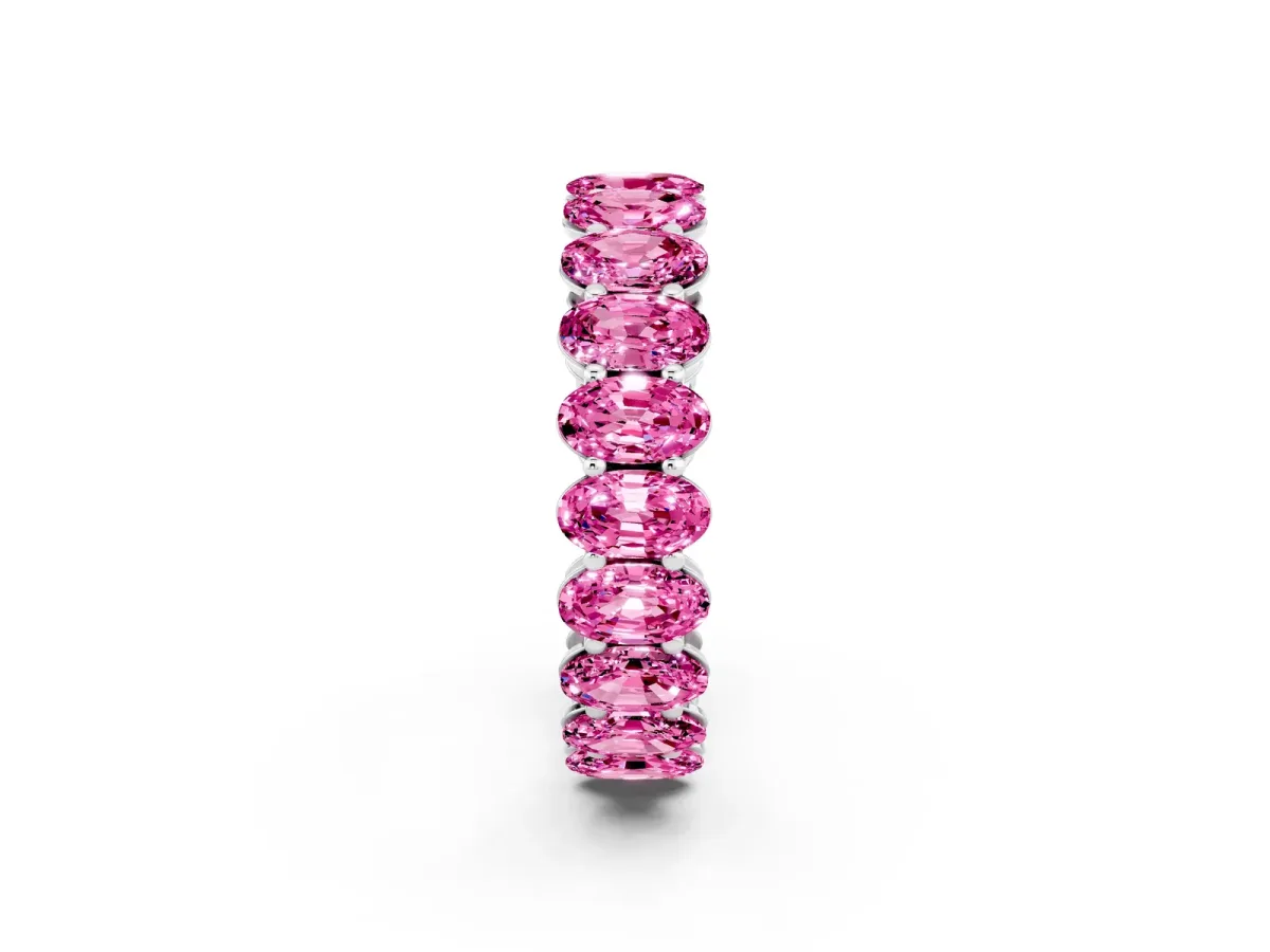 Oval Cut Pink Sapphire Eternity Band with Shared Prong Setting White gold