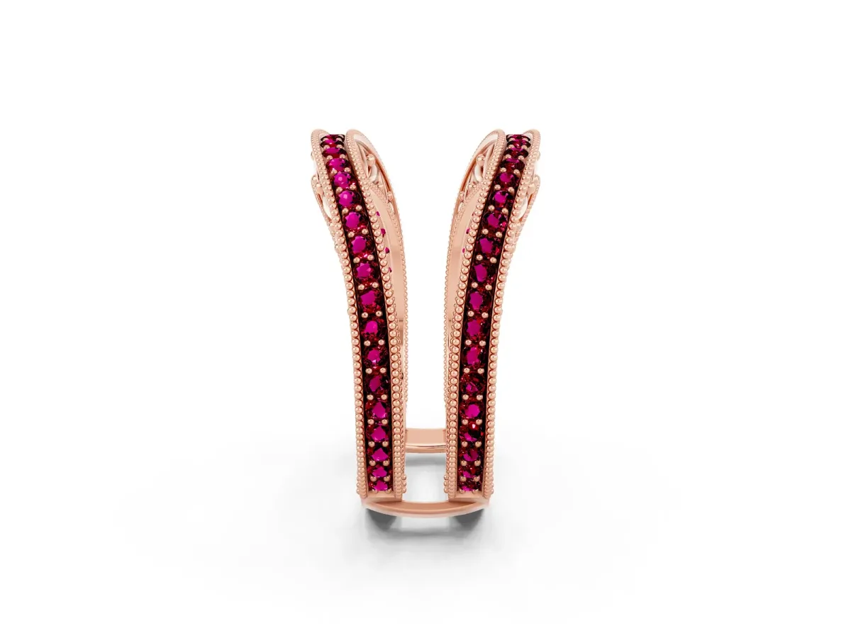Round Garnet Milgrain Eternity Band with Channel Setting Rose gold