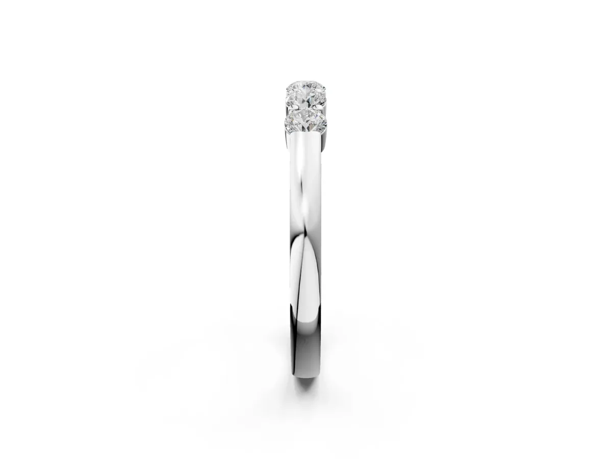 Five-Stone Round Diamond Channel Set Band with Shared Prong Setting White gold