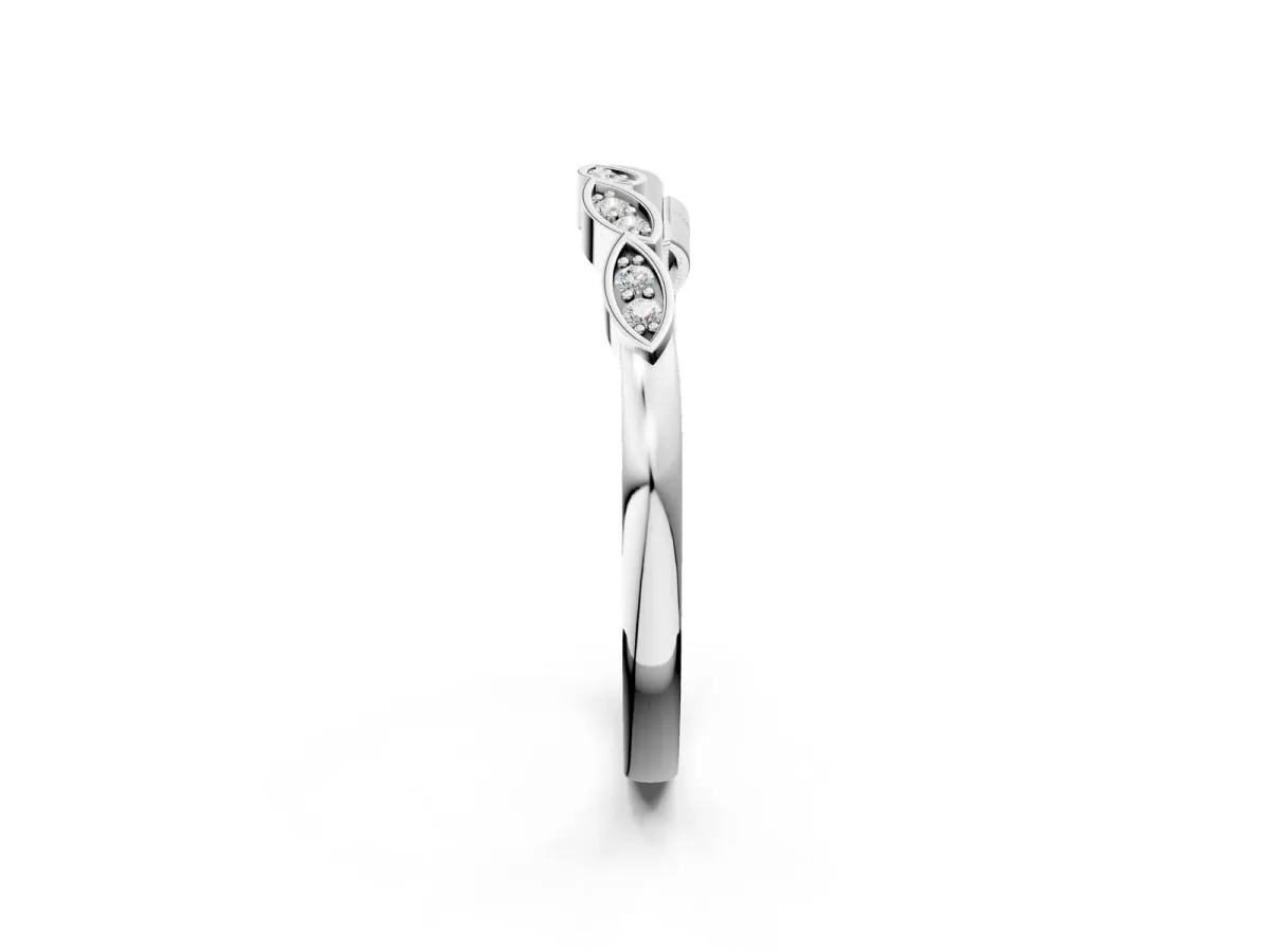 Marquise Diamond Leaf Eternity Band with Bezel Setting Silver