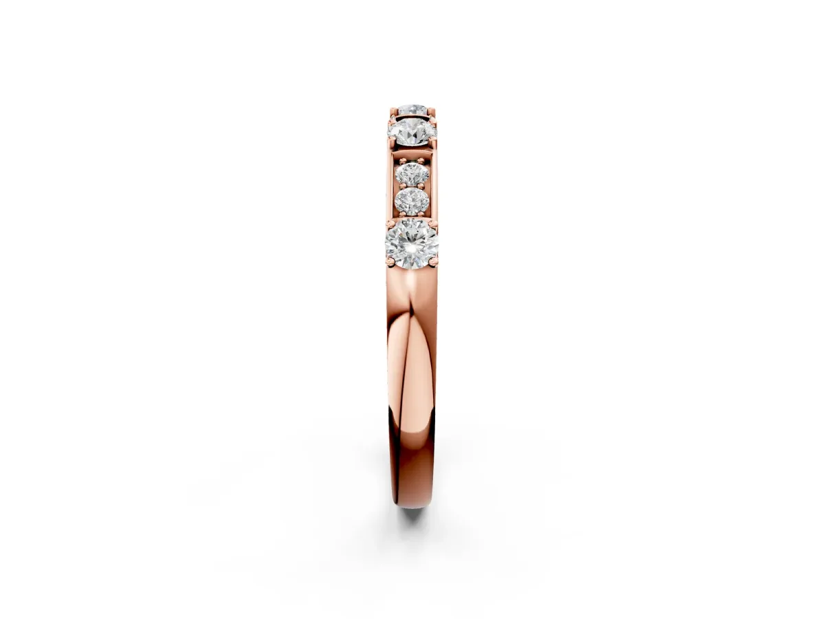 Round Diamond Channel Set Eternity Band with Prong Setting Rose gold