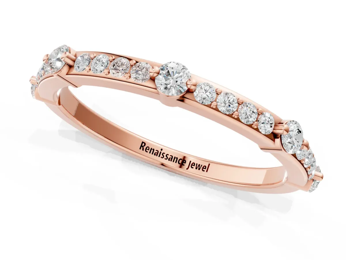 Round Diamond Pavé Eternity Band with Prong Setting Rose gold