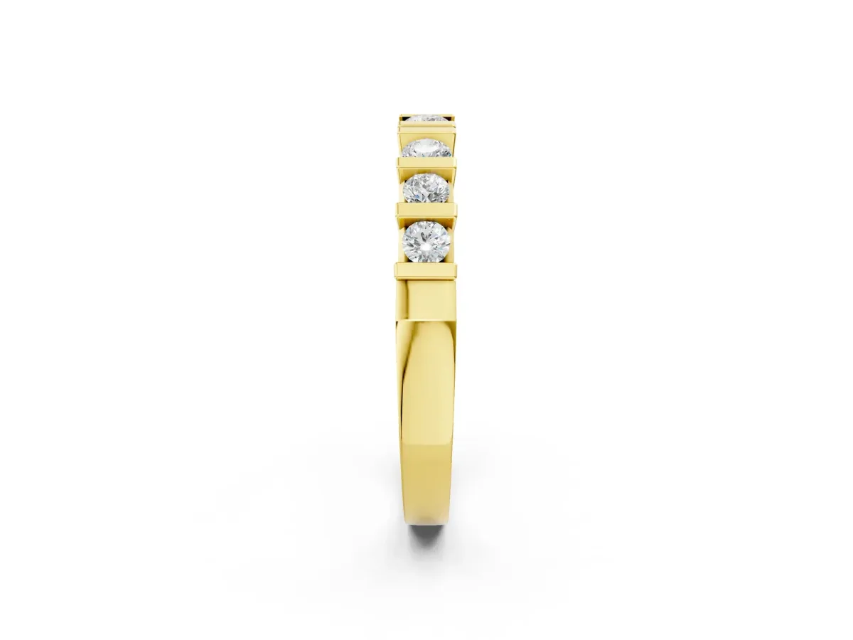Round Channel Set Diamond Half Eternity Band Yellow gold