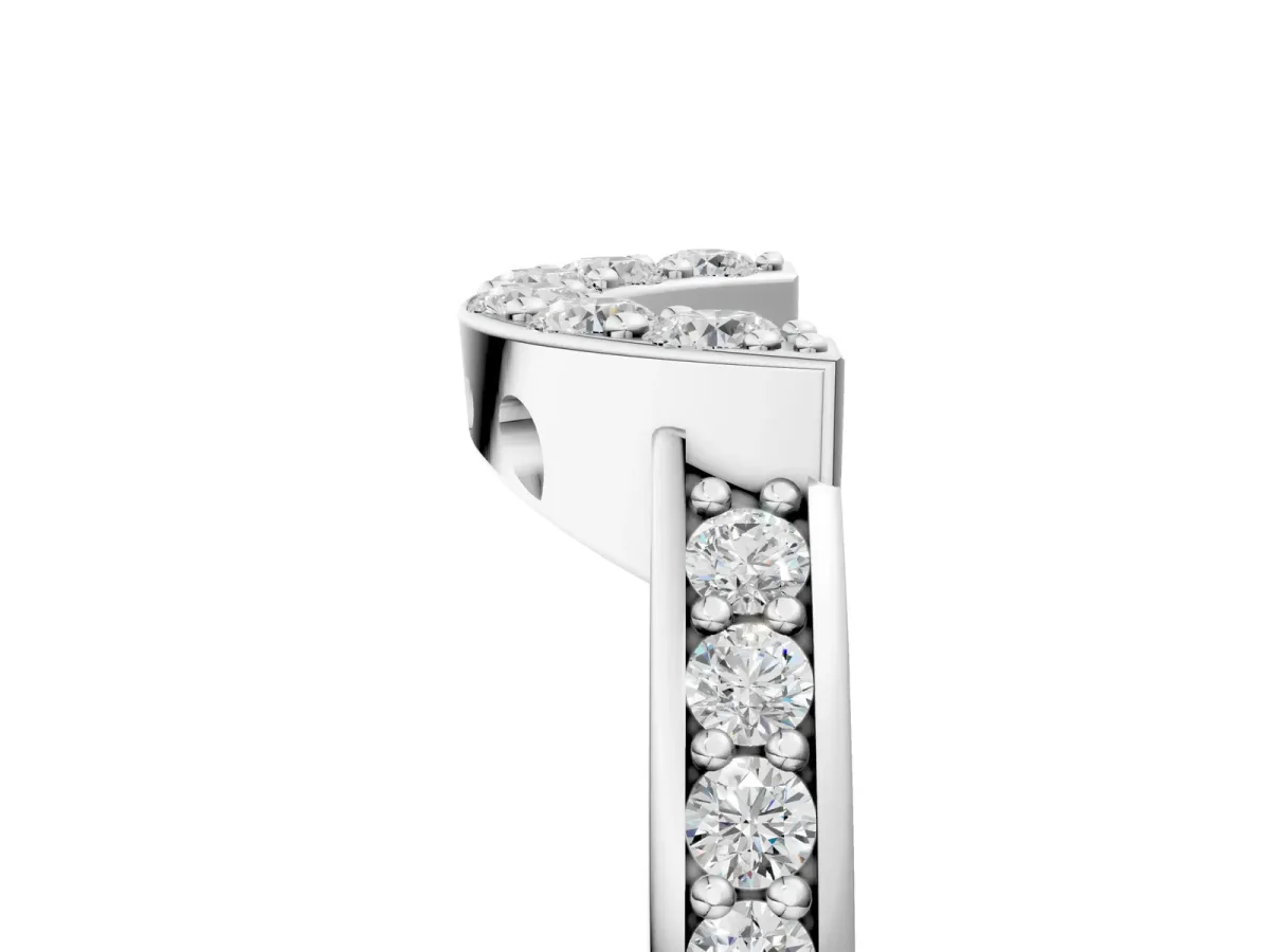 U-Shaped Pavé Round Diamond Contour Band with Shared Prong Setting Silver