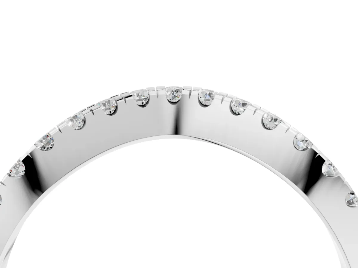 Round Diamond Pavé Curved Band with Shared Prong Setting White gold