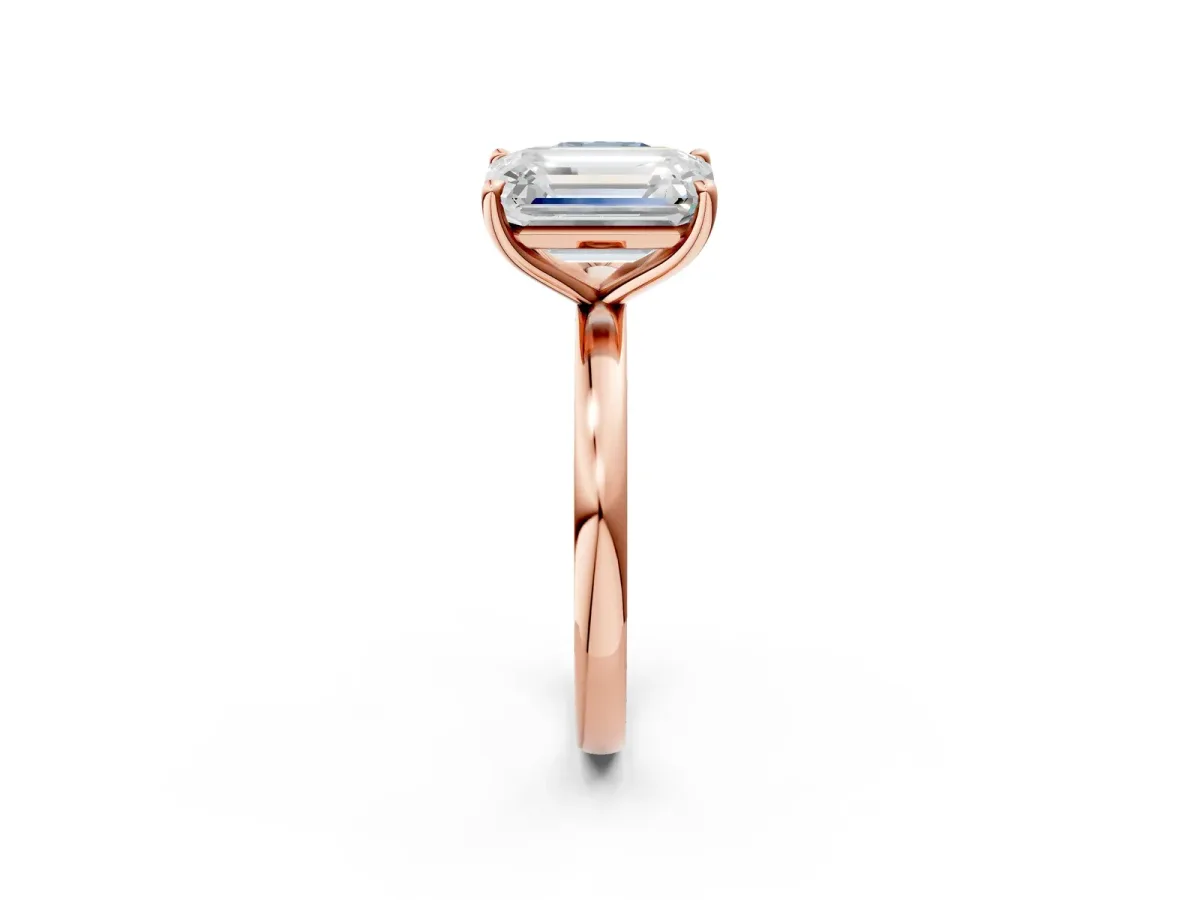 Fancy Blue Cushion Cut and Emerald Cut Toi Moi Ring with Prong Setting Rose gold