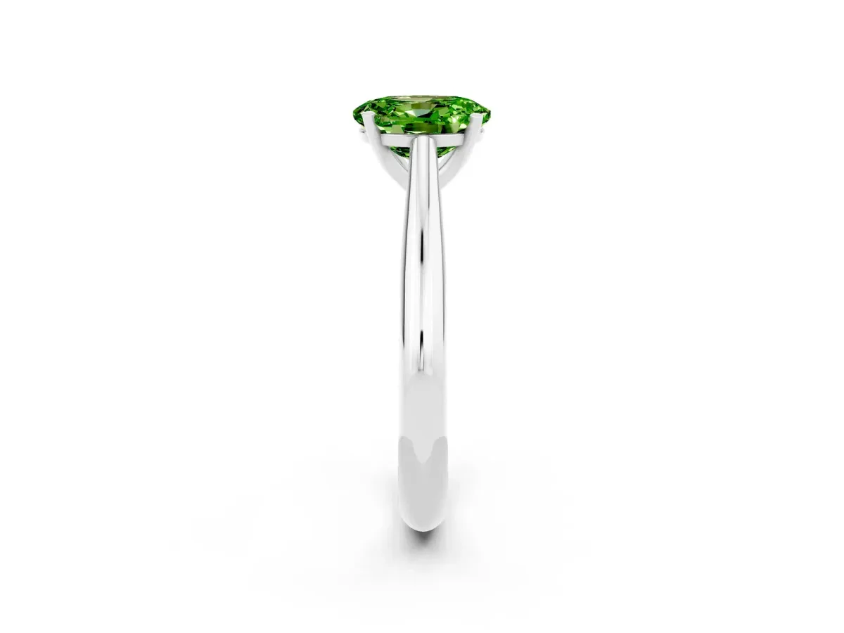 Oval Cut Peridot Solitaire Engagement Ring with Cathedral Setting and Four-Prong Mount White gold