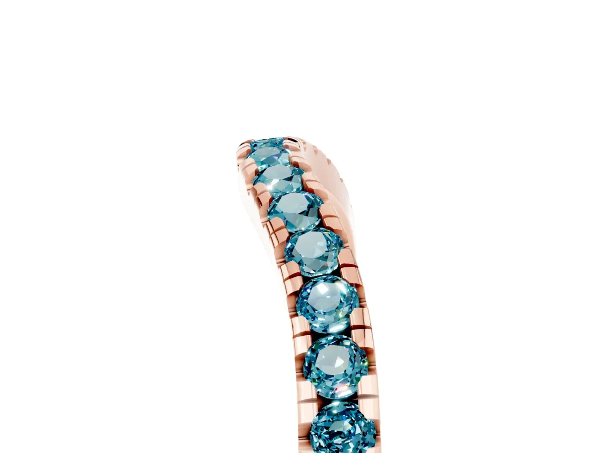 Blue Topaz Pavé Curved Wedding Band Rose gold