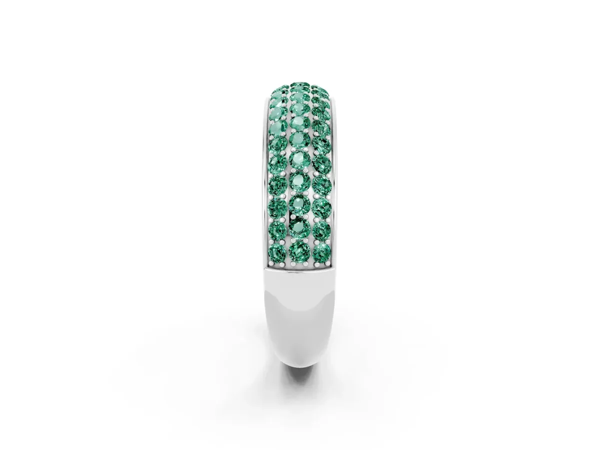 Three-Row Round Green Sapphire Eternity Band with Shared Prong Setting White gold