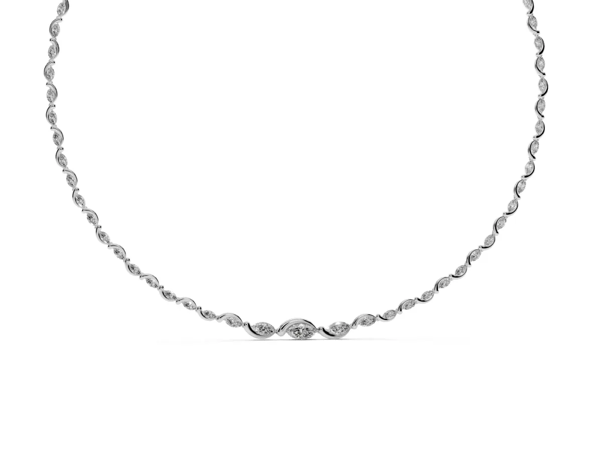 Marquise Diamond Riviera Necklace Silver