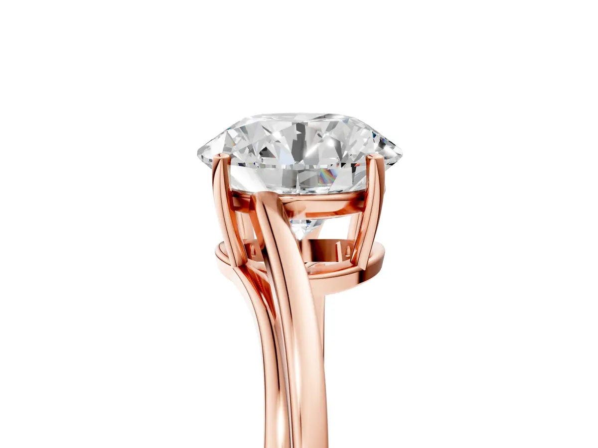 Round Cut Cut Solitaire Twist Band Ring with Four-Prong Setting Rose gold