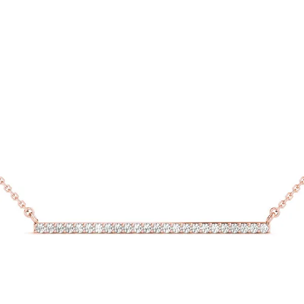 Pavé Round Diamond Bar Necklace with Prong Setting Rose gold