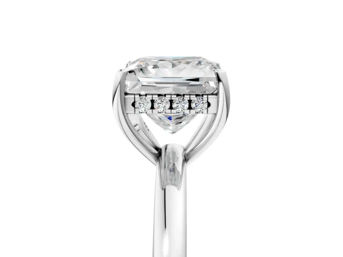Round Cut Solitaire Diamond Ring with Prong Setting and Plain Band Platinum
