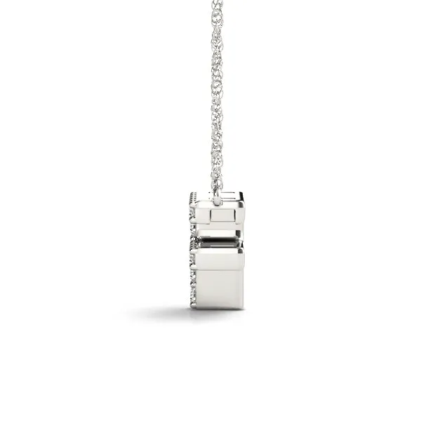 Pavé Round Diamond Letter F Initial Pendant White gold