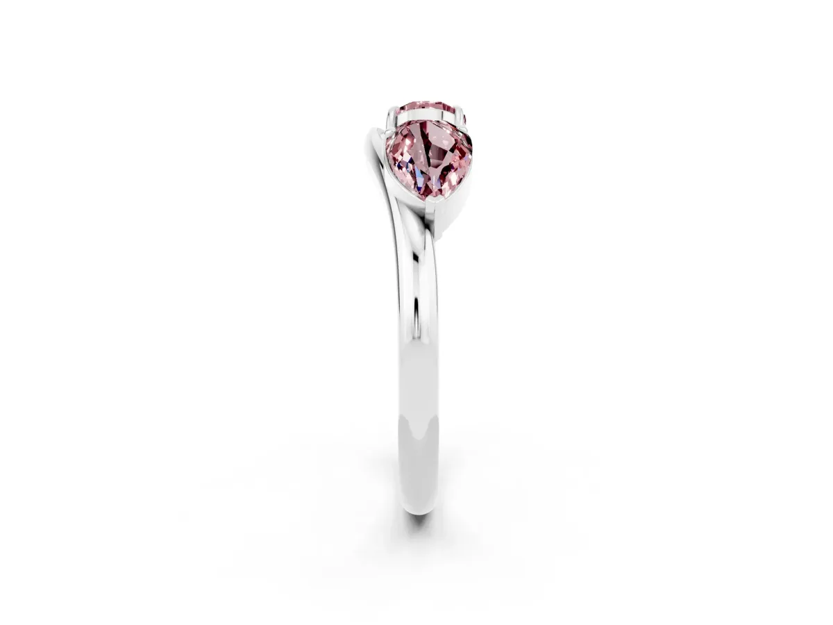 Two-Stone Pear Morganite Bypass Ring with Prong Setting White gold