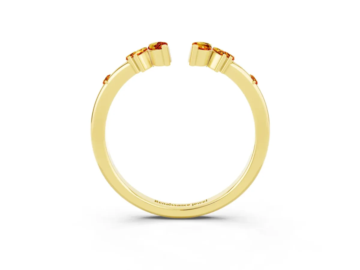Open Marquise Cluster Citrine Band with Prong Setting Yellow gold
