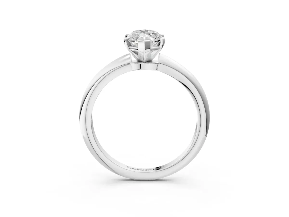 Marquise Cut Diamond Solitaire Ring with Six-Prong Setting and Classic Band Silver