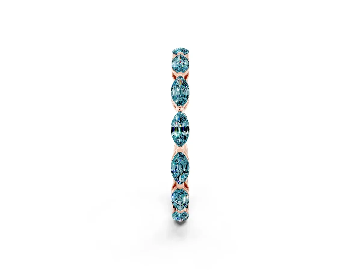 Marquise Blue Topaz Eternity Band with U-Prong Setting Rose gold