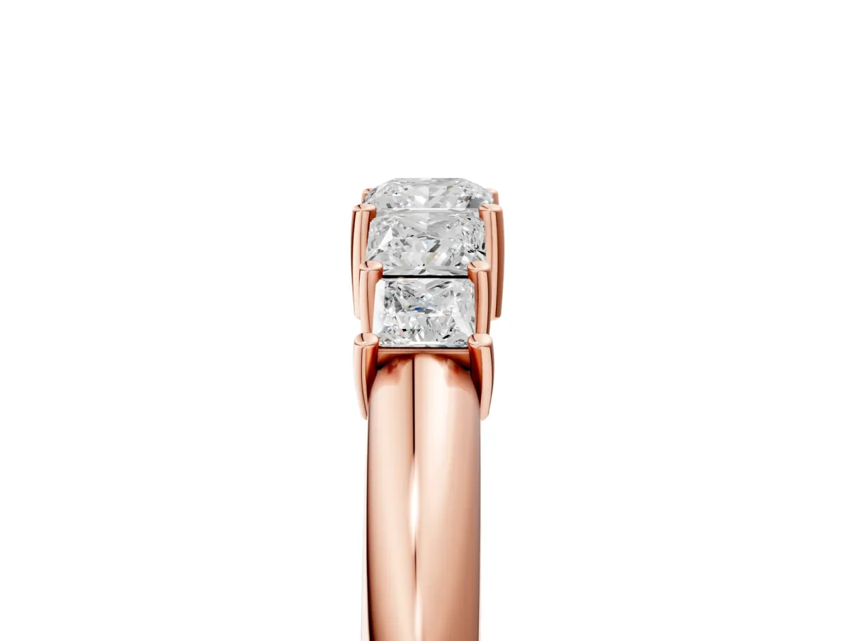 Princess Cut Five-Stone Prong Set Diamond Band Rose gold