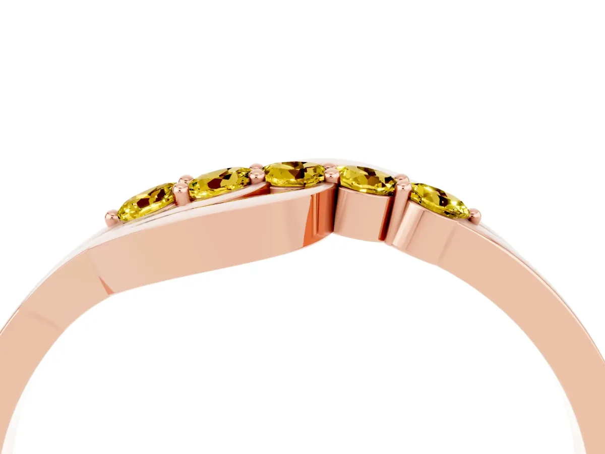Five-Stone Round Yellow Sapphire Crossover Band with Prong Setting Rose gold