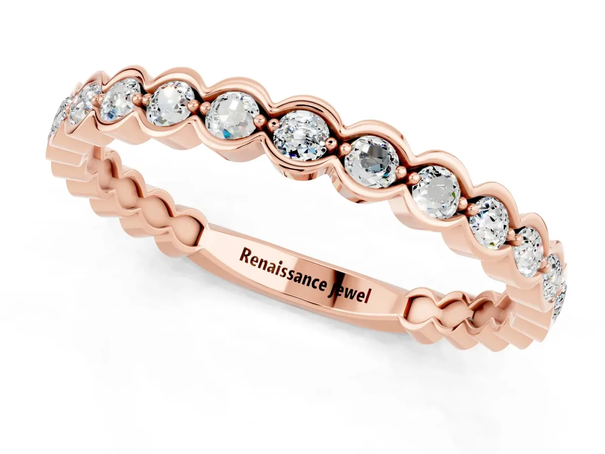 Round Moissanite Bezel Set Eternity Band Rose gold