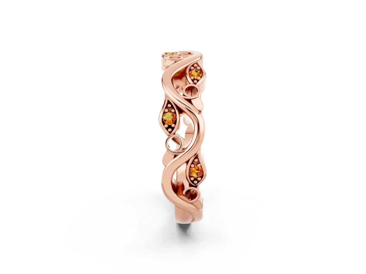 Marquise Citrine Vine Eternity Band with Bezel Setting Rose gold
