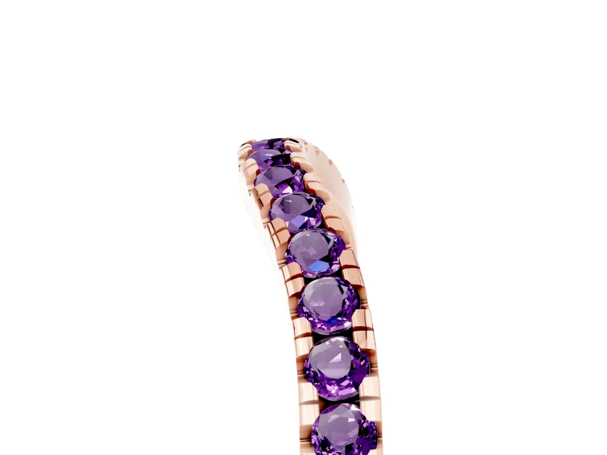 Amethyst Pavé Curved Wedding Band Rose gold