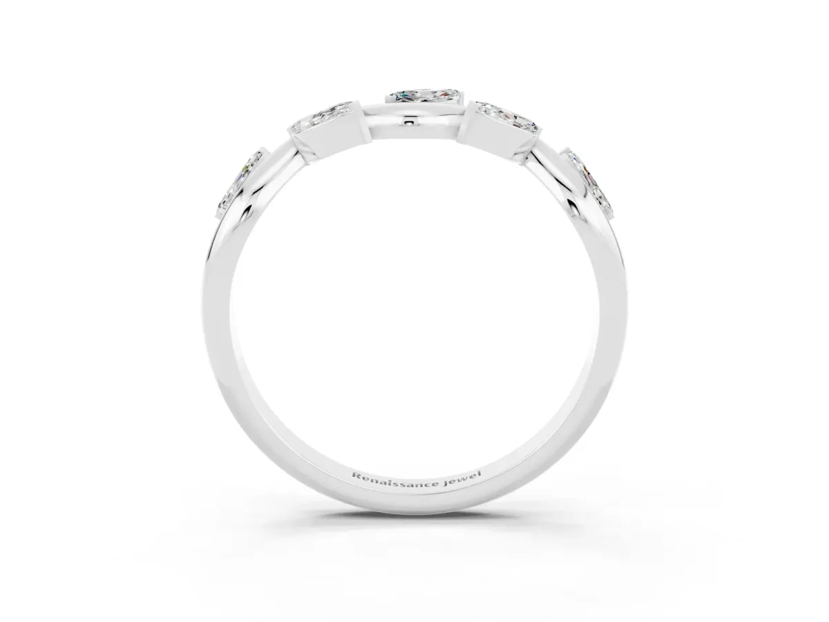 Marquise Moissanite Twisted Band with Prong Setting Platinum