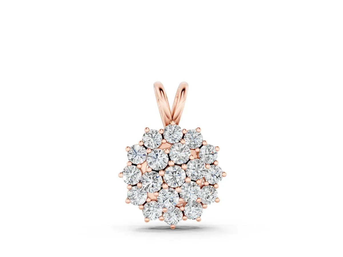 Cluster Round Diamond Prong-Set Pendant Rose gold