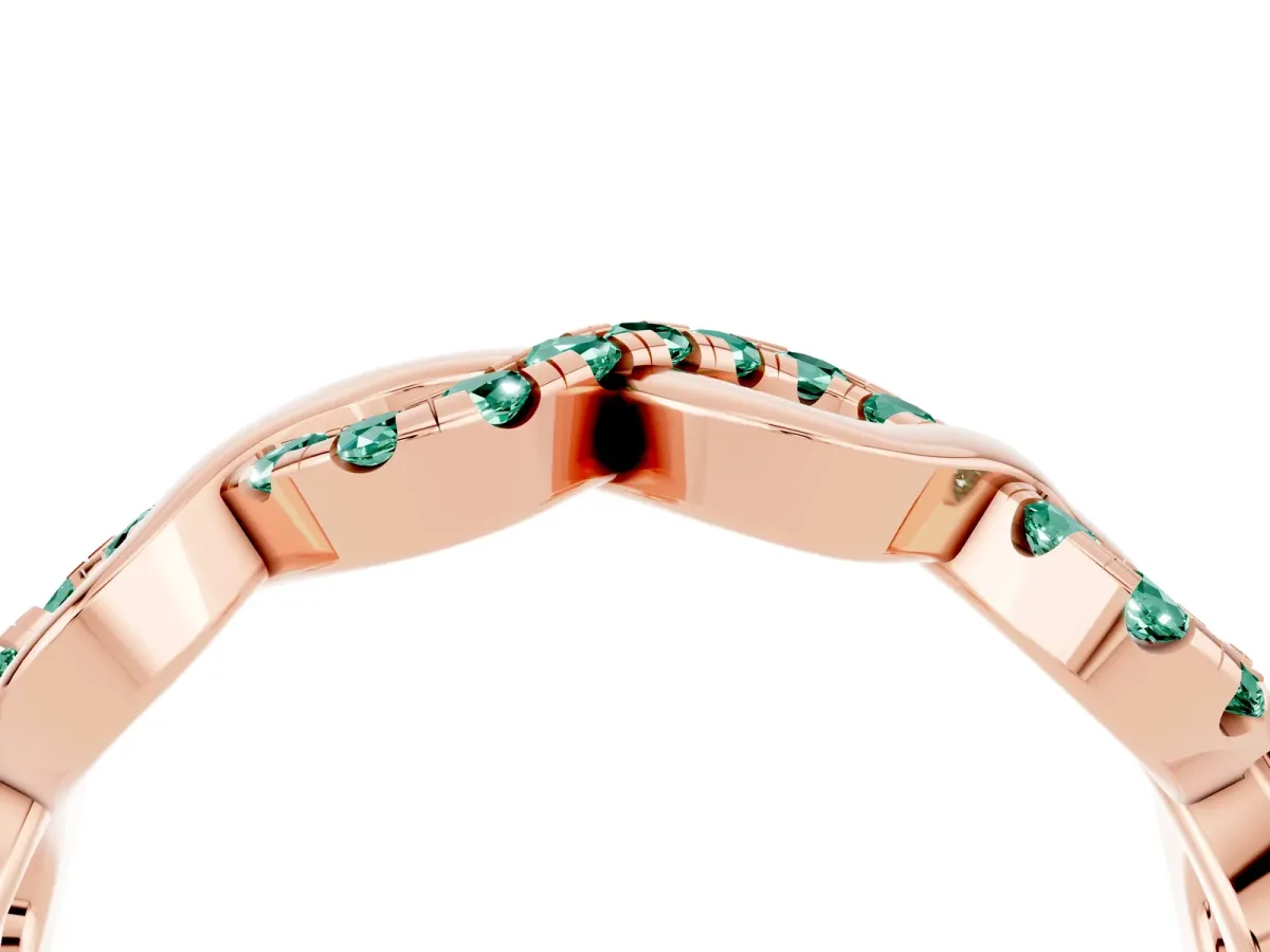 Twist Infinity Round Green Sapphire Band with Pavé Setting Rose gold