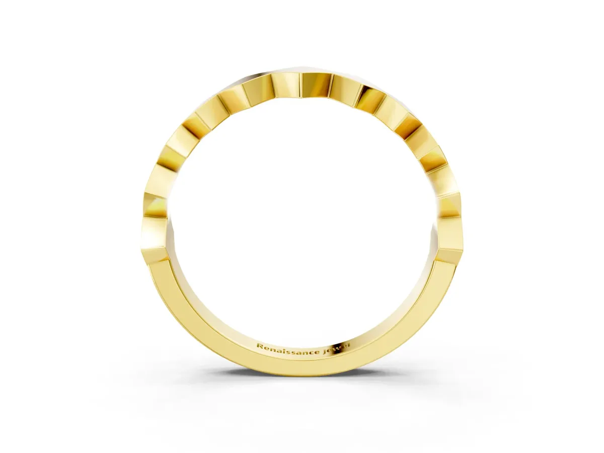 Zigzag Chevron Band with No Stone Yellow gold