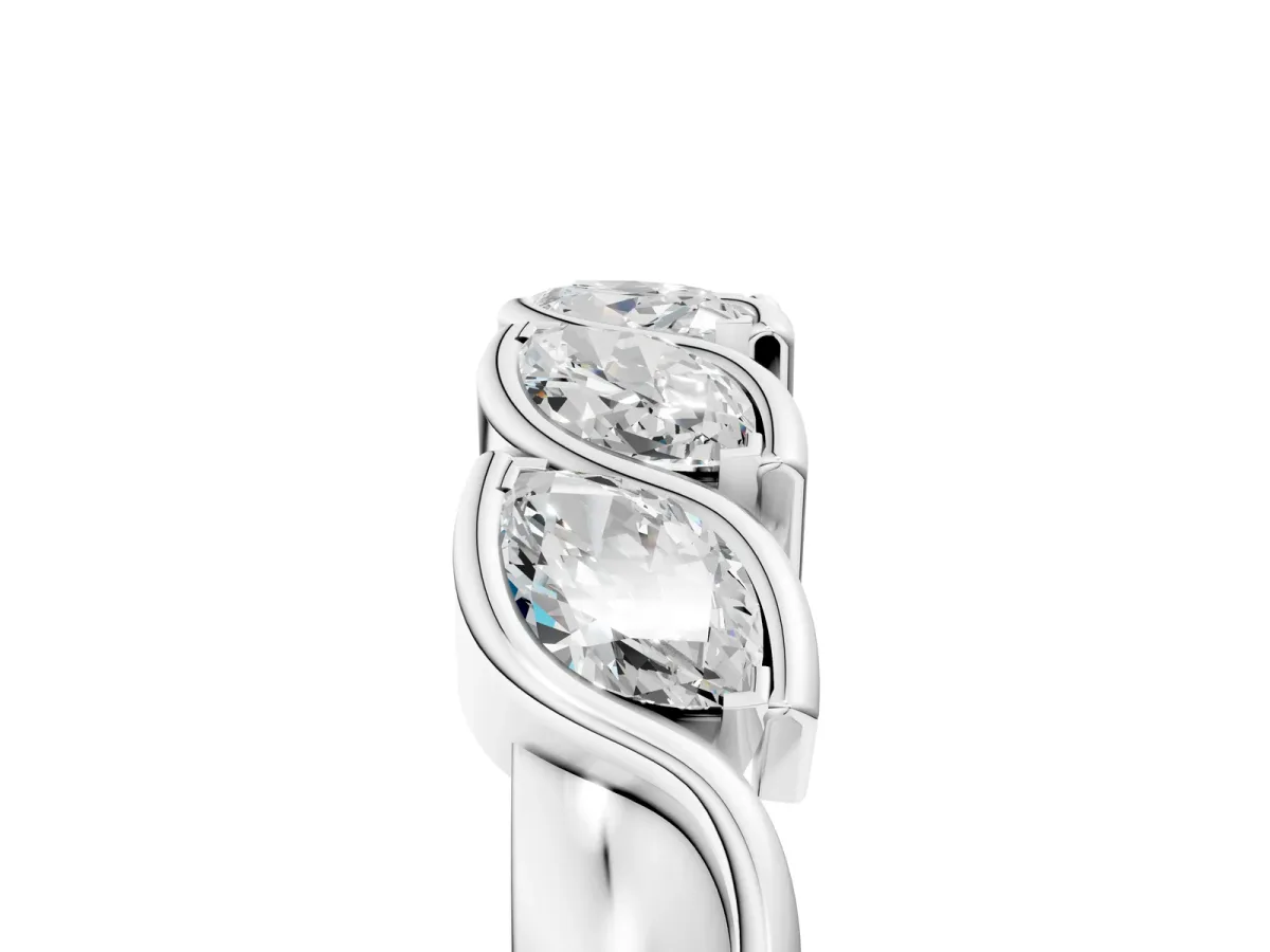 Marquise Diamond Wave Band with Channel Setting Platinum