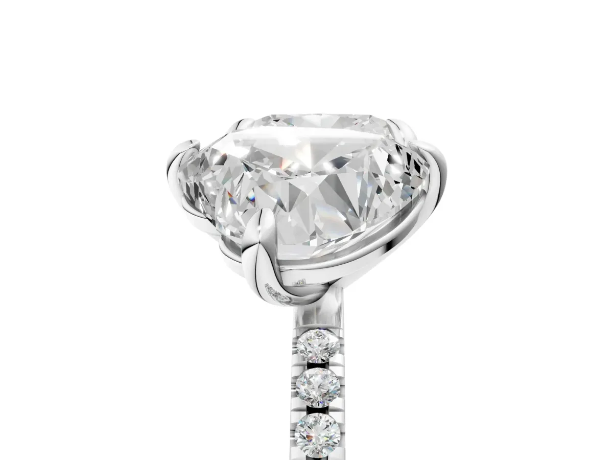 Cushion and Heart Toi Moi Ring with Prong Setting and Micro Pave Band Silver