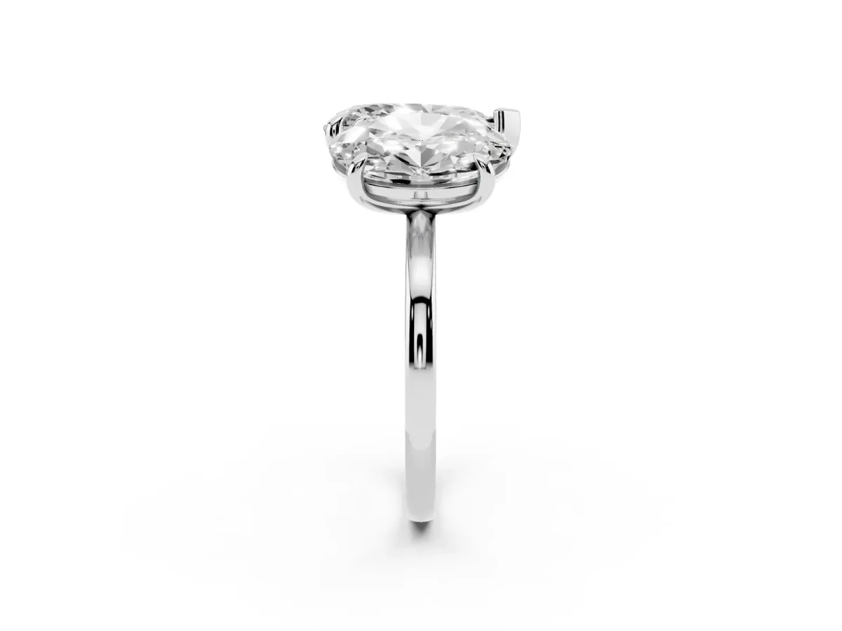 Oval and Pear Toi Moi Ring with Prong Setting and Plain Band Silver