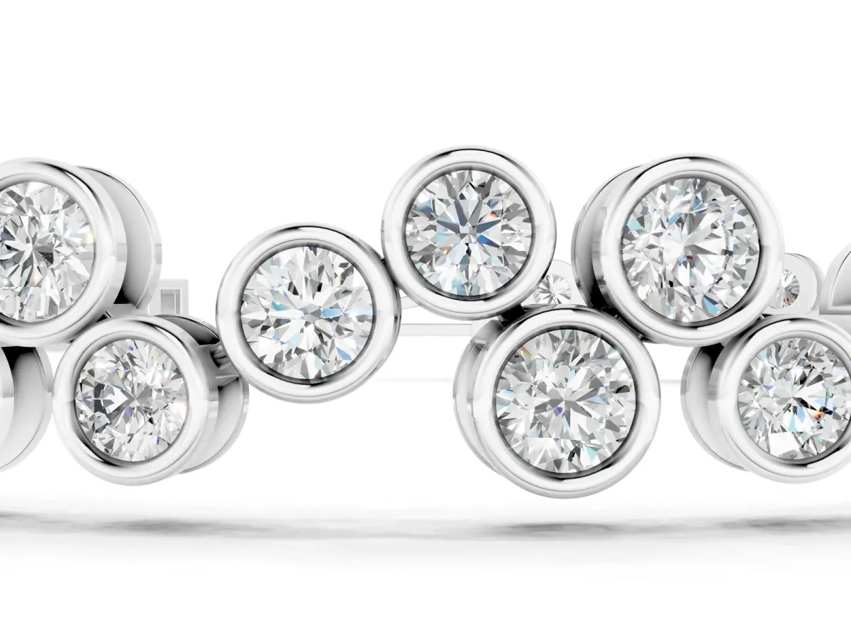 Bezel Set Round Diamond Cluster Tennis Bracelet Silver