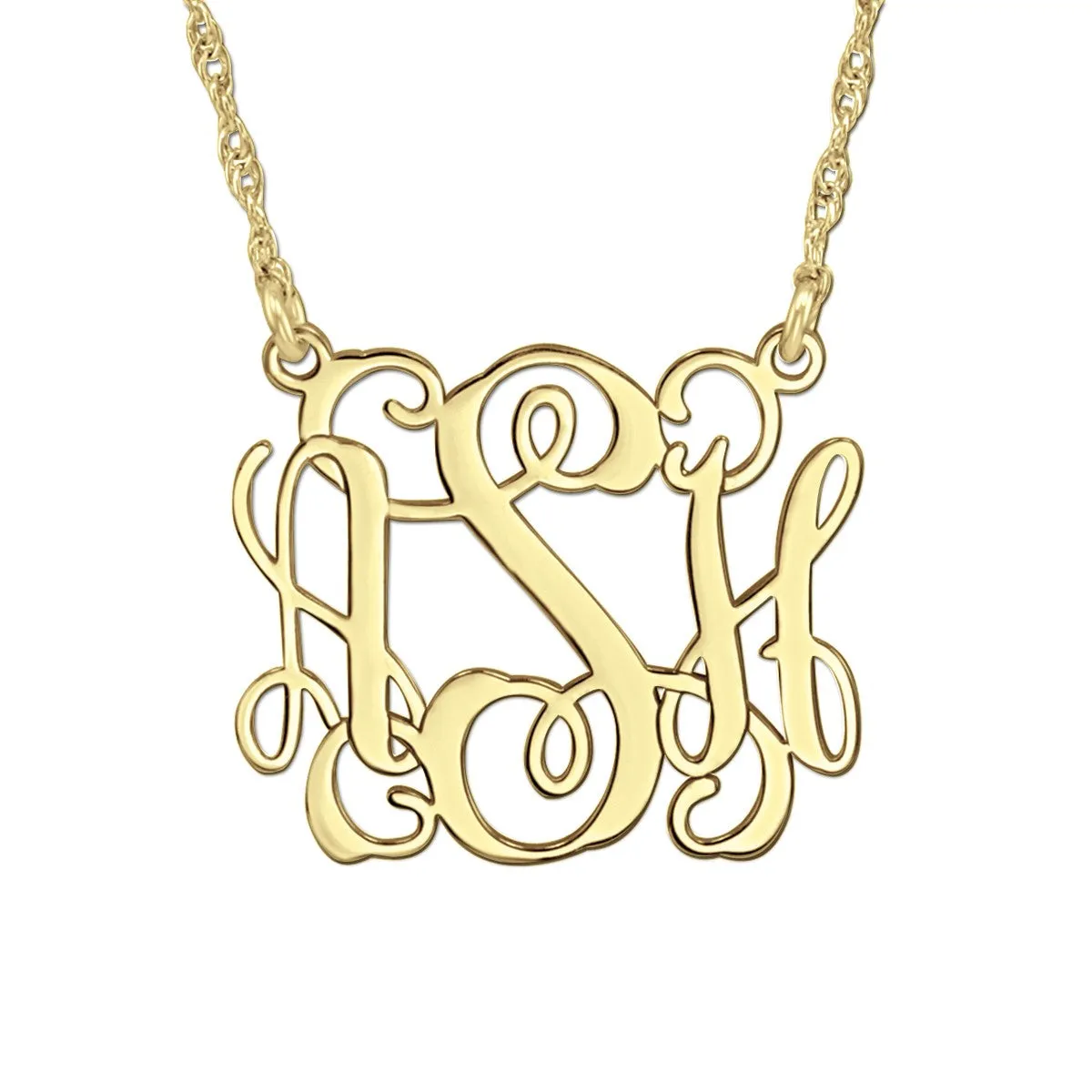 Gold and Silver Script Monogram Pendant Silver