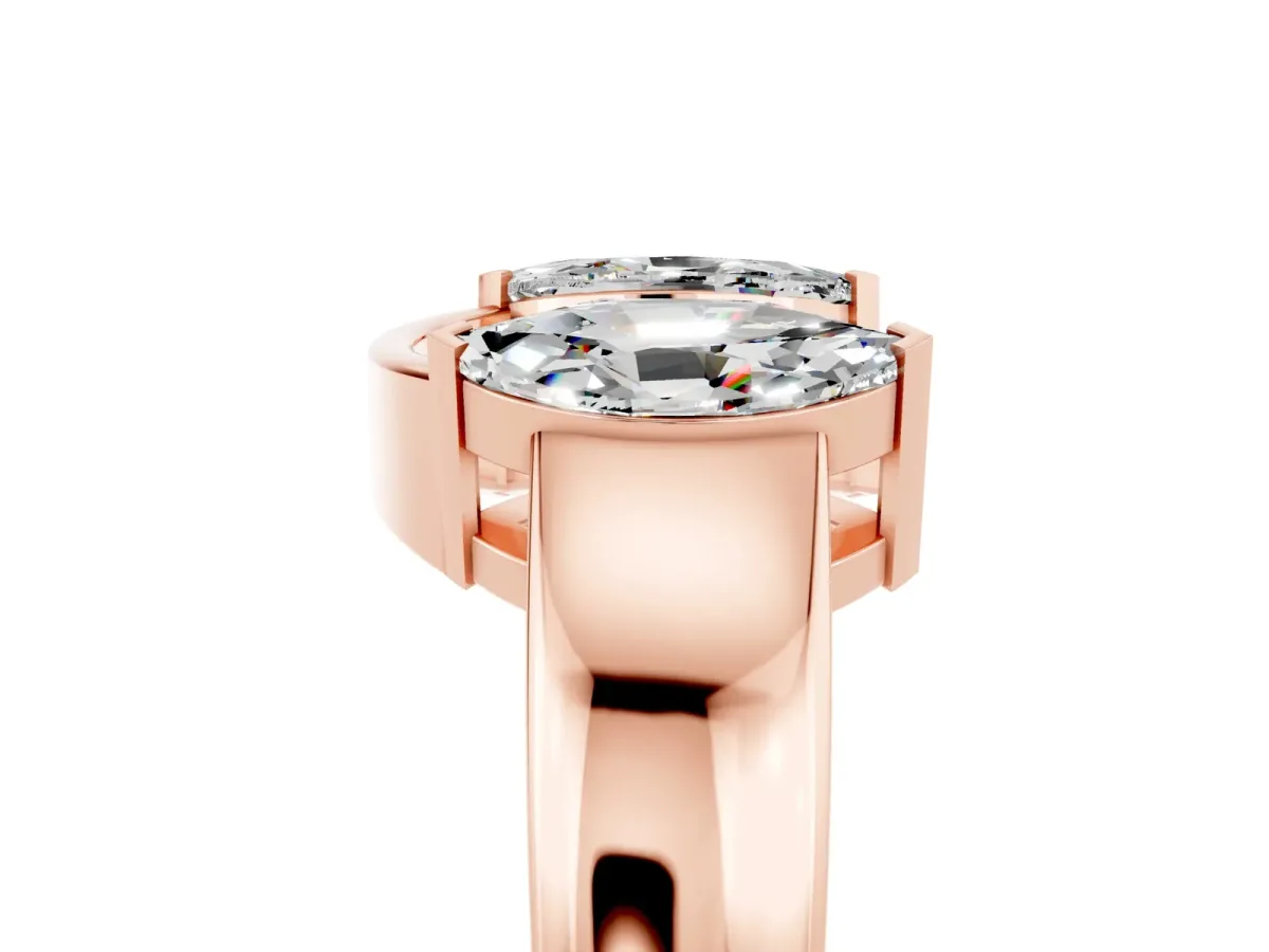 Marquise Moissanite Open Band Ring with Tension Setting Rose gold