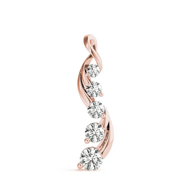 Round Brilliant Diamond Prong Set Pendant Rose gold