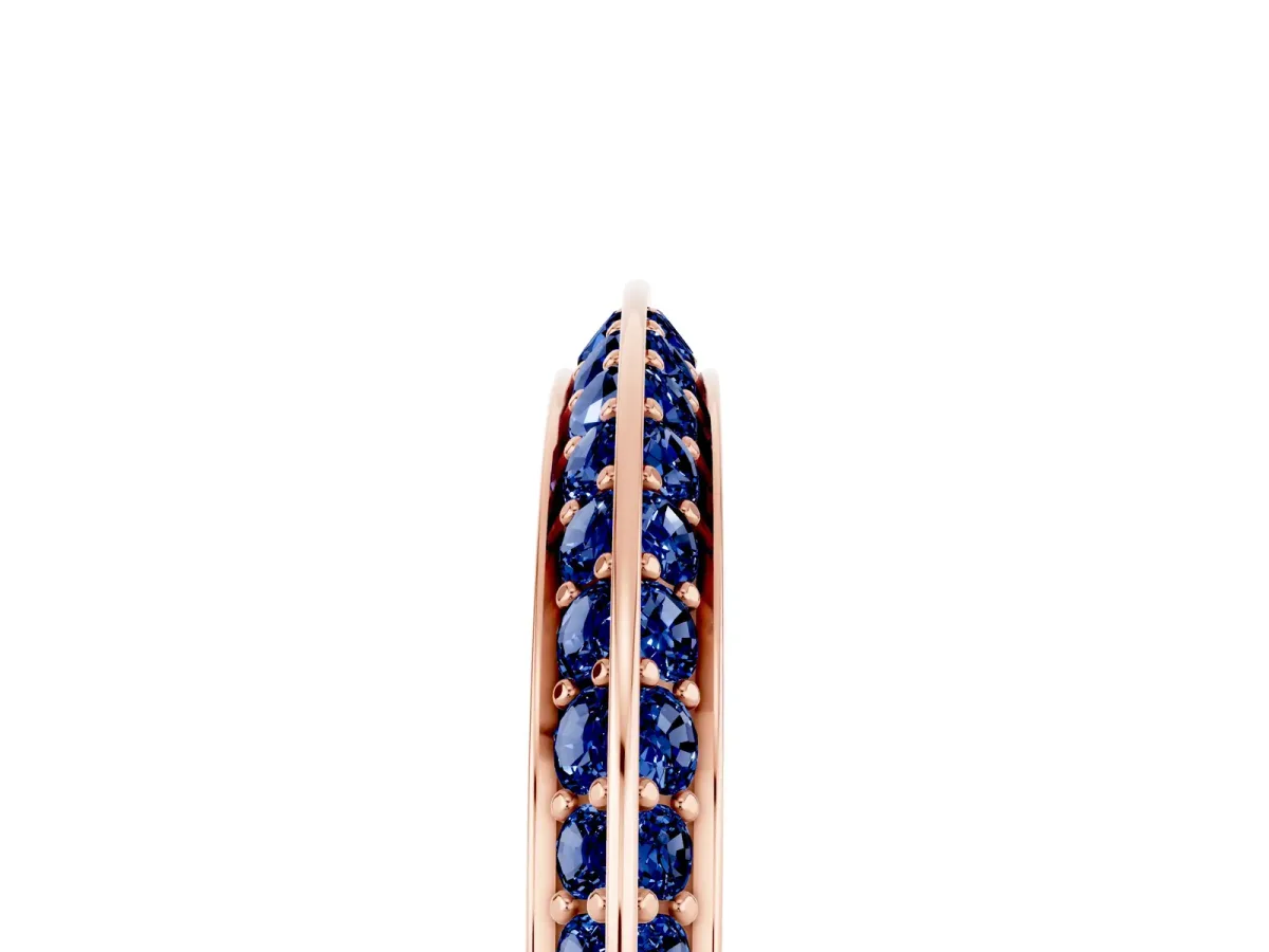 Double Row Pavé Round Blue Sapphire Eternity Band with Channel Setting Rose gold