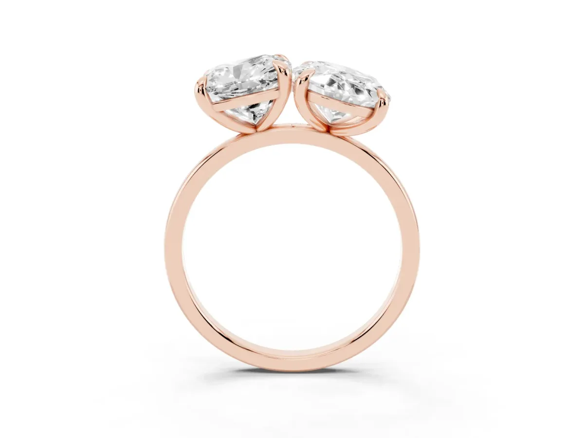 Oval and Cushion Toi Moi Ring with Prong Setting and Plain Band Rose gold