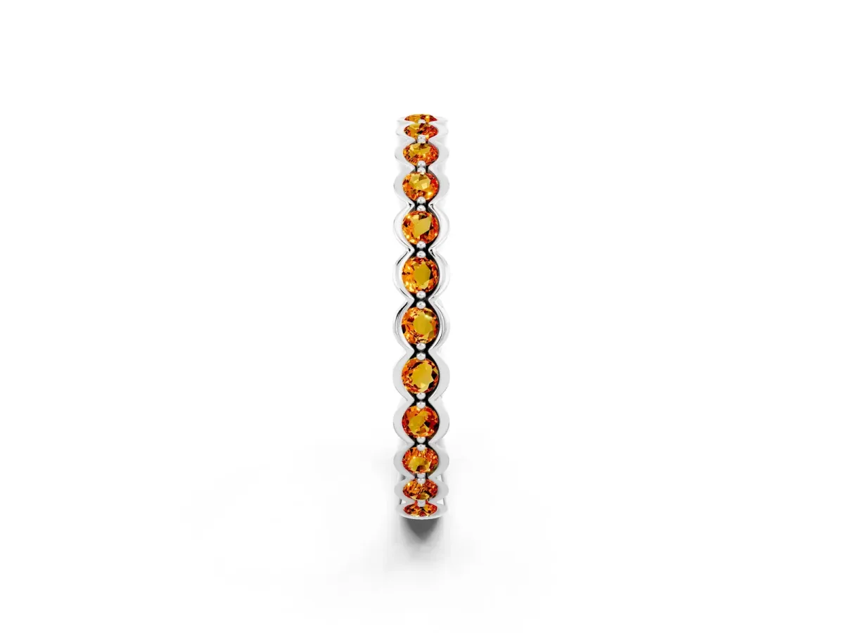 Round Citrine Bezel Set Eternity Band White gold