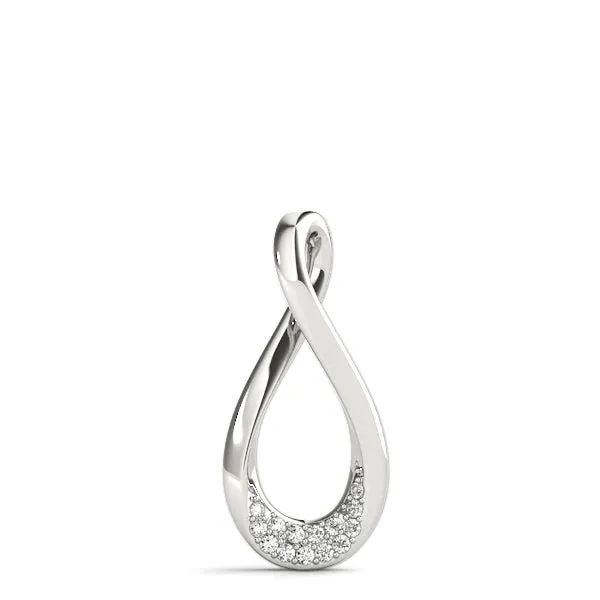 Pavé Round Diamond Teardrop Pendant Silver