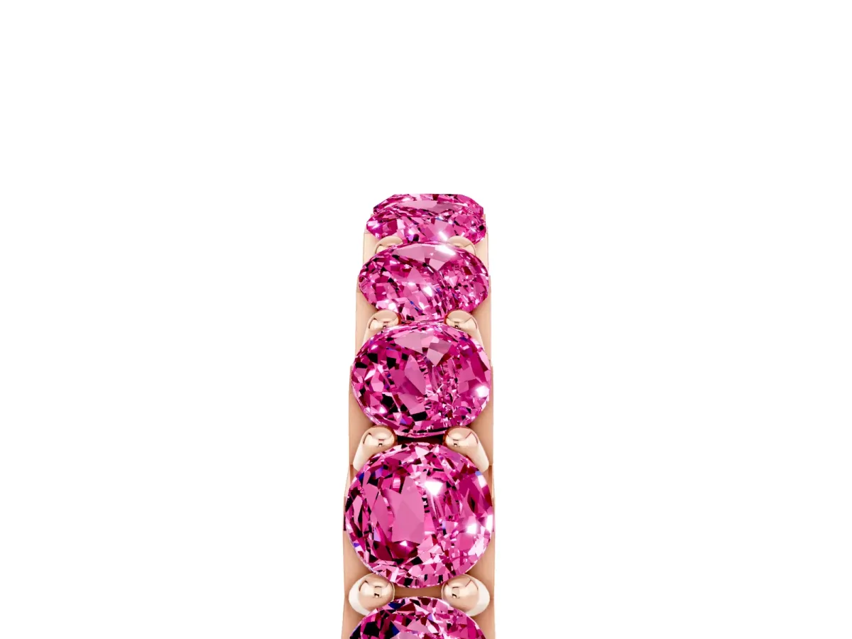 Round Pink Sapphire Half Eternity Band with Classic Prong Setting Rose gold