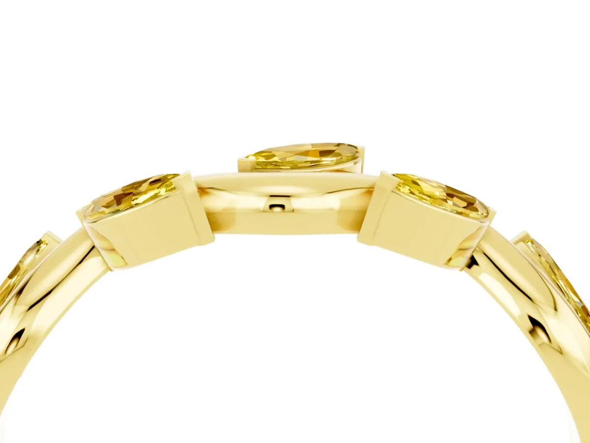 Marquise Yellow Sapphire Twisted Band with Prong Setting Yellow gold