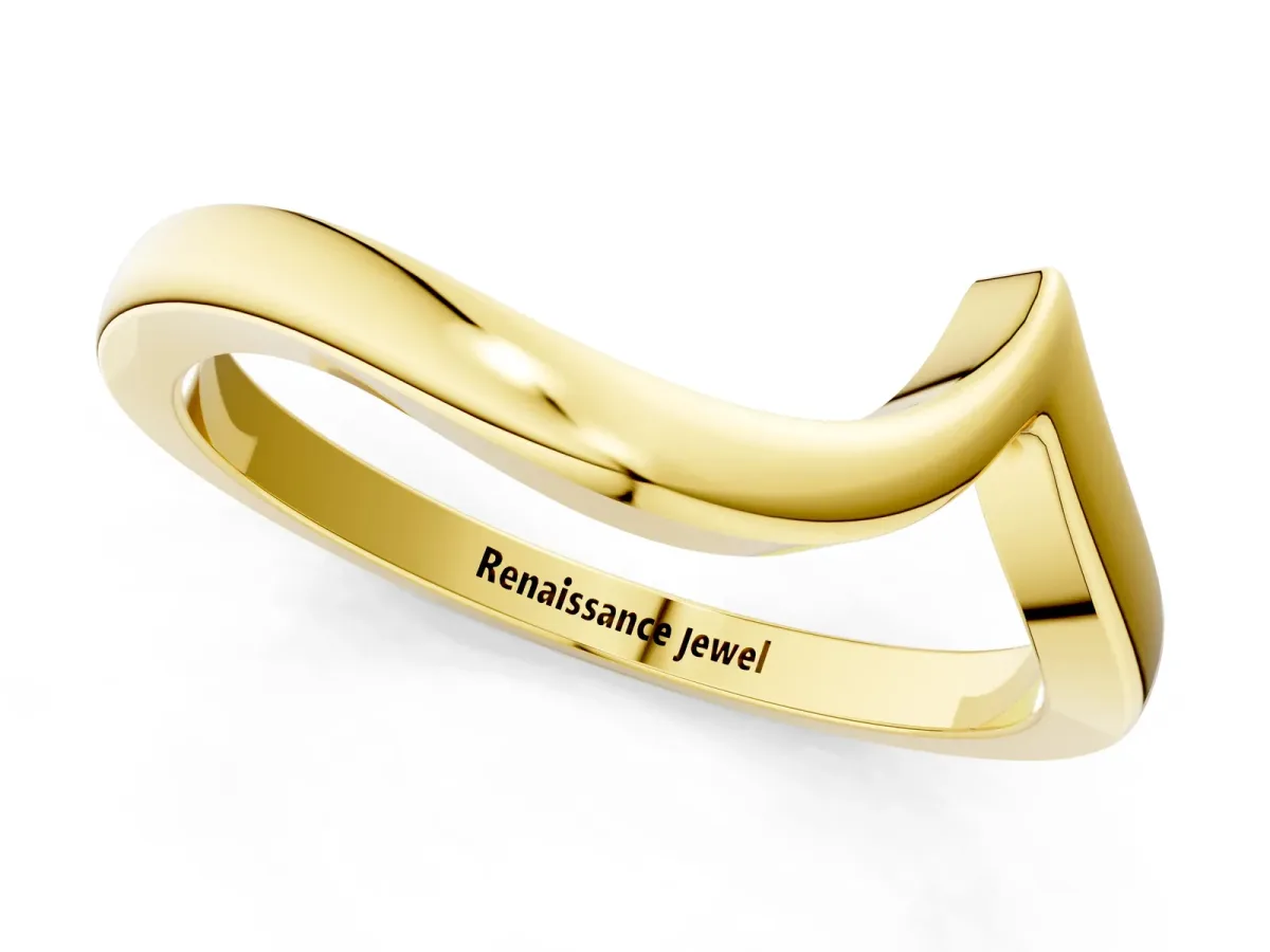 Chevron V-Shaped Contour Band Yellow gold